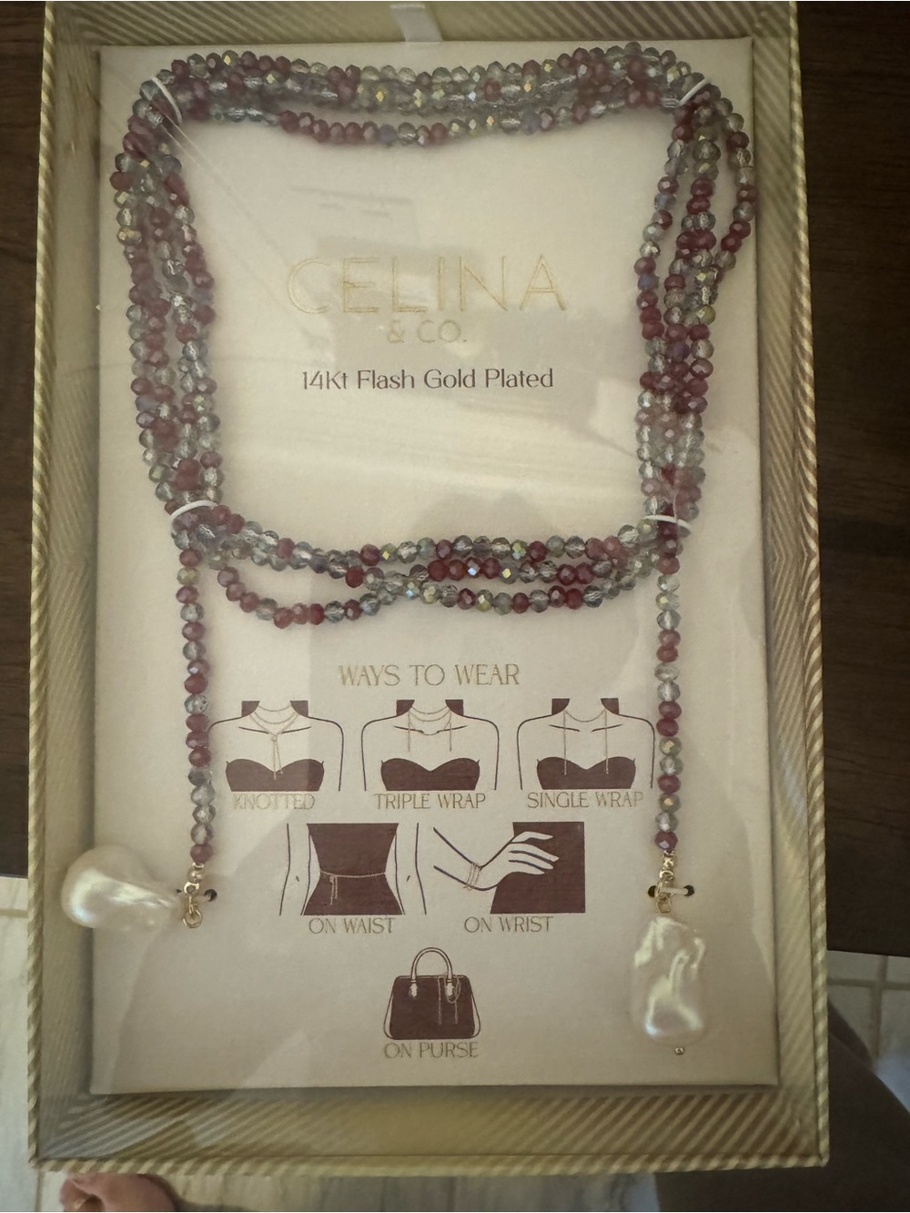 Celina & Co. Multicolor Beaded Wrap Necklace in Gold Tone